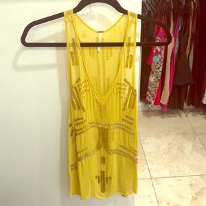 Free People Sheer Embellished Tunic Tank Top
